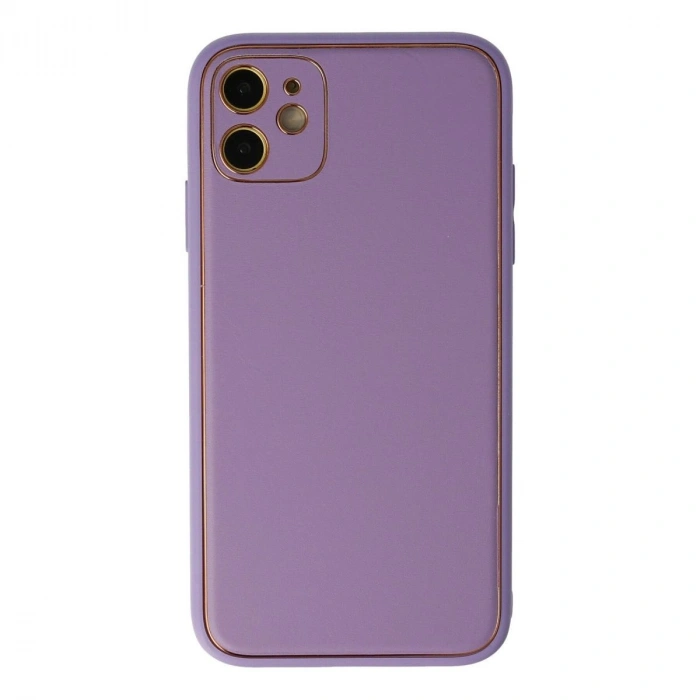 MARSİLYAN™- Apple İphone 12 Kılıf Coco Deri Silikon Kapak - Lila