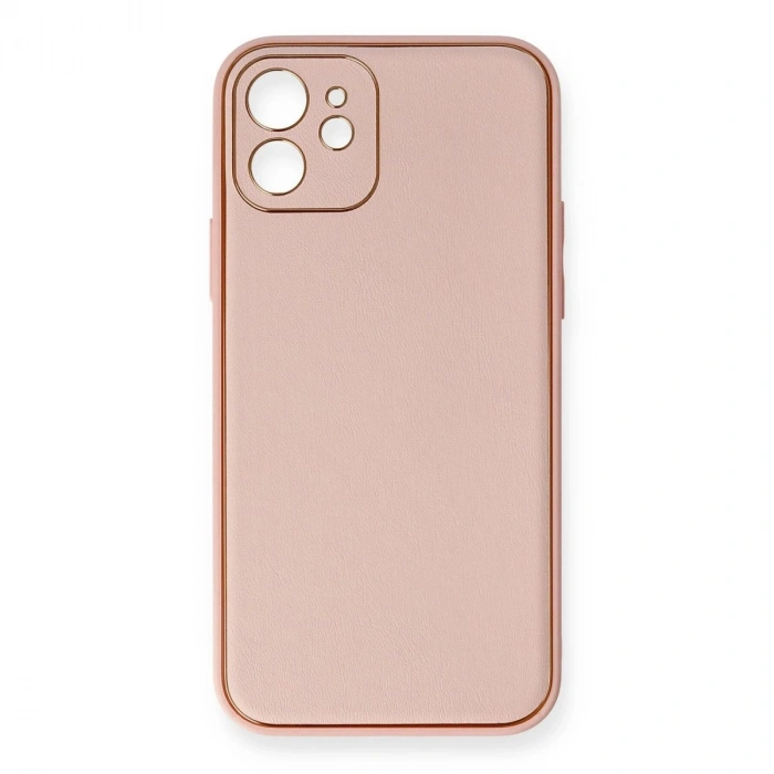 MARSİLYAN™- Apple İphone 12 Kılıf Coco Deri Silikon Kapak - Pembe