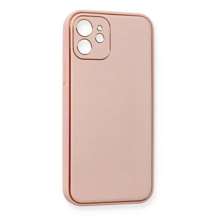MARSİLYAN™- Apple İphone 12 Kılıf Coco Deri Silikon Kapak - Pembe