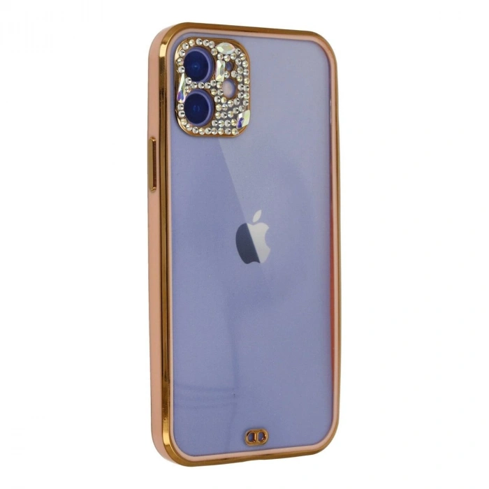 MARSİLYAN™- Apple İphone 12 Kılıf Liva Taşlı Silikon - Pembe