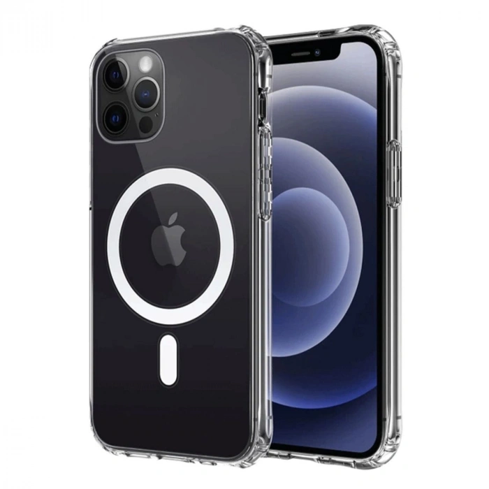 MARSİLYAN™- Apple İphone 12 Kılıf Magneticsafe Şeffaf Silikon - Şeffaf