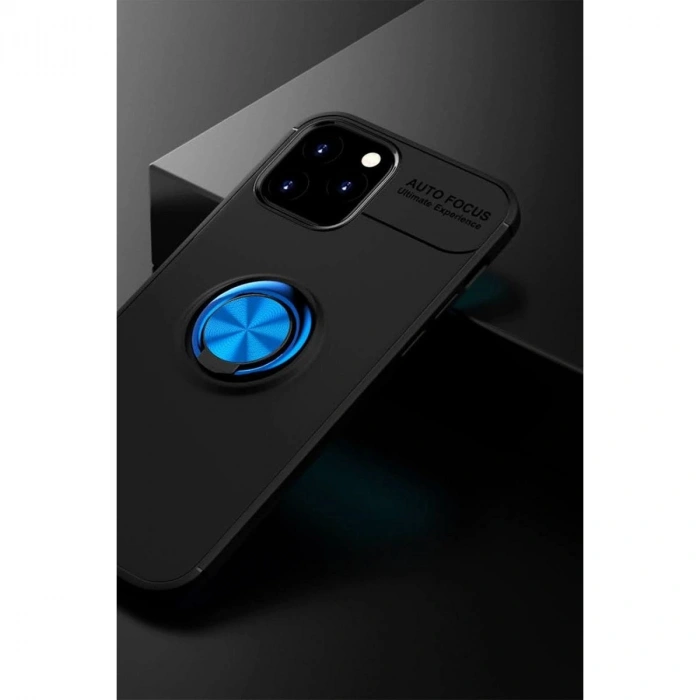 MARSİLYAN™- Apple İphone 12 Kılıf Range Yüzüklü Silikon - Siyah-mavi