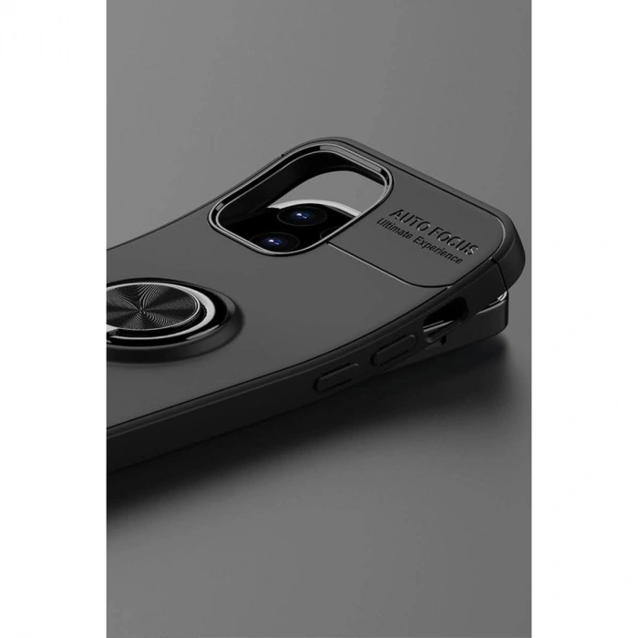 MARSİLYAN™- Apple İphone 12 Kılıf Range Yüzüklü Silikon - Siyah-mavi