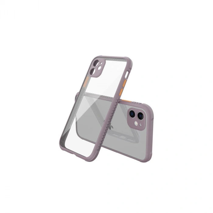 MARSİLYAN™- Apple İphone 12 Mini Kılıf Miami Şeffaf Silikon - Açık Mor