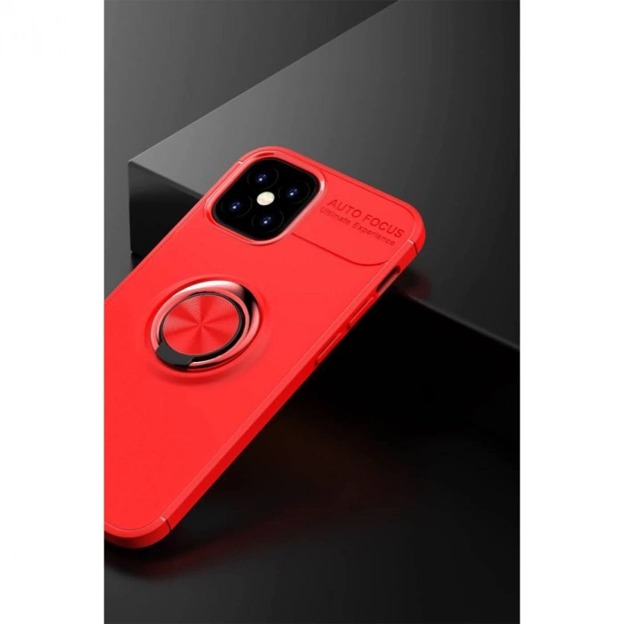 MARSİLYAN™- Apple İphone 12 Mini Kılıf Range Yüzüklü Silikon - Kırmızı