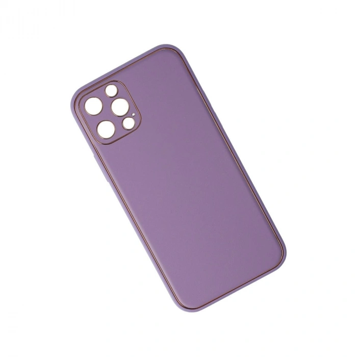 MARSİLYAN™- Apple İphone 12 Pro Kılıf Coco Deri Silikon Kapak - Lila
