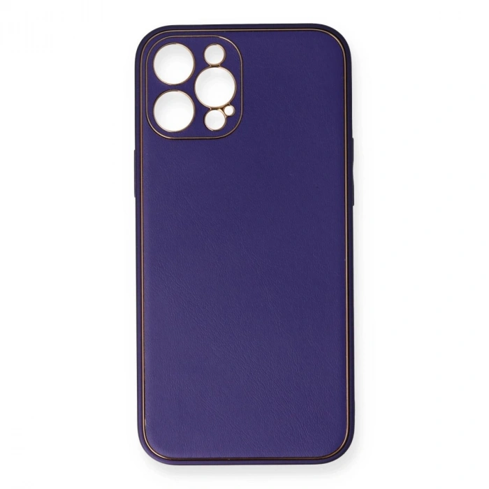 MARSİLYAN™- Apple İphone 12 Pro Kılıf Coco Deri Silikon Kapak - Mor