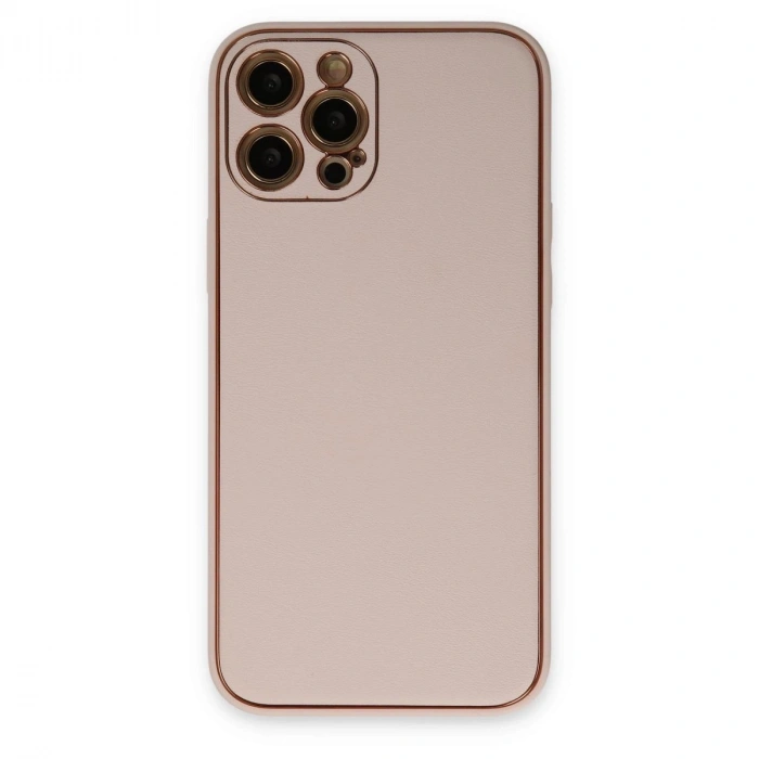 MARSİLYAN™- Apple İphone 12 Pro Kılıf Coco Deri Silikon Kapak - Pudra