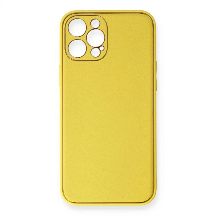 MARSİLYAN™- Apple İphone 12 Pro Kılıf Coco Deri Silikon Kapak - Sarı