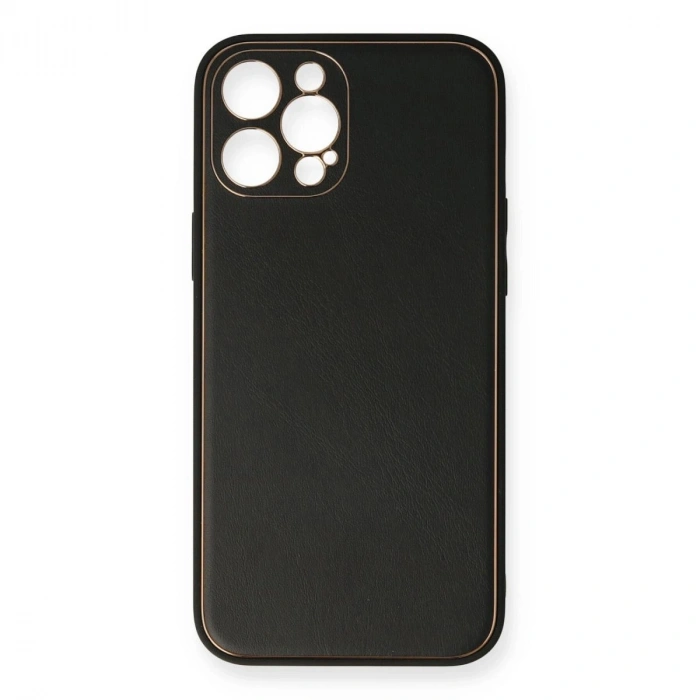 MARSİLYAN™- Apple İphone 12 Pro Kılıf Coco Deri Silikon Kapak - Siyah