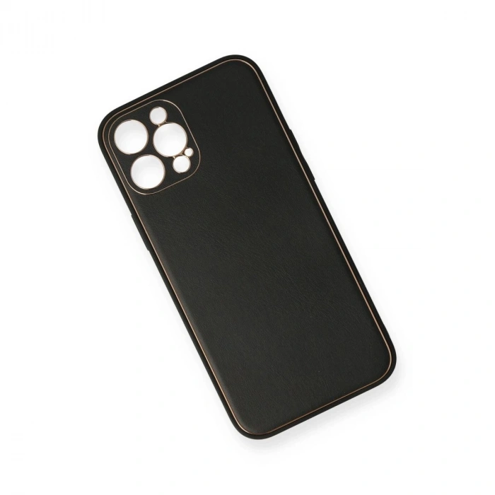 MARSİLYAN™- Apple İphone 12 Pro Kılıf Coco Deri Silikon Kapak - Siyah