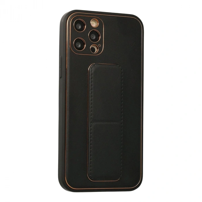 MARSİLYAN™- Apple İphone 12 Pro Kılıf Coco Deri Standlı Kapak - Siyah