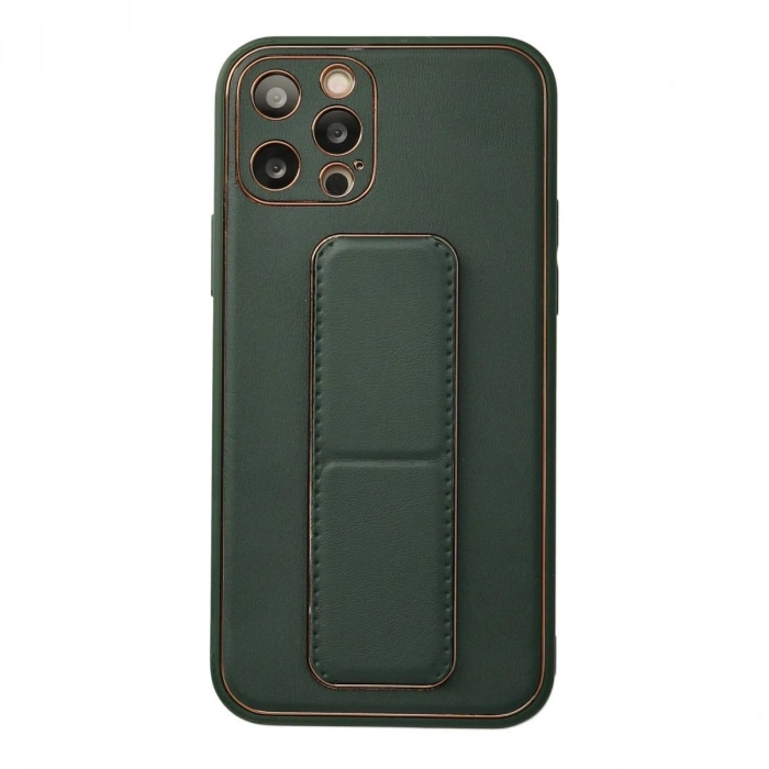MARSİLYAN™- Apple İphone 12 Pro Kılıf Coco Deri Standlı Kapak - Yeşil