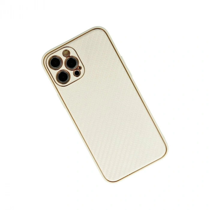 MARSİLYAN™- Apple İphone 12 Pro Kılıf Coco Karbon Silikon - Beyaz