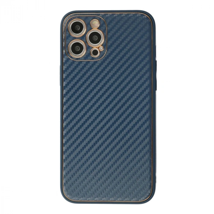 MARSİLYAN™- Apple İphone 12 Pro Kılıf Coco Karbon Silikon - Mavi