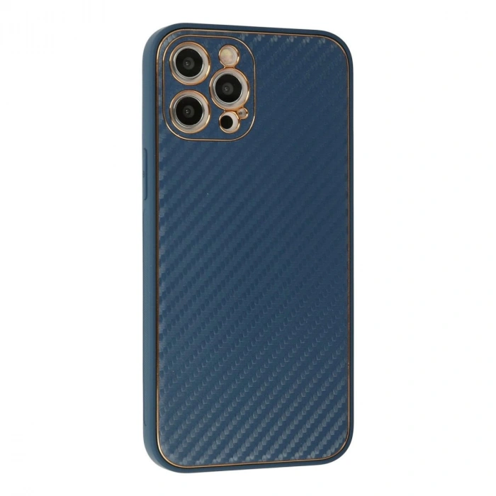 MARSİLYAN™- Apple İphone 12 Pro Kılıf Coco Karbon Silikon - Mavi