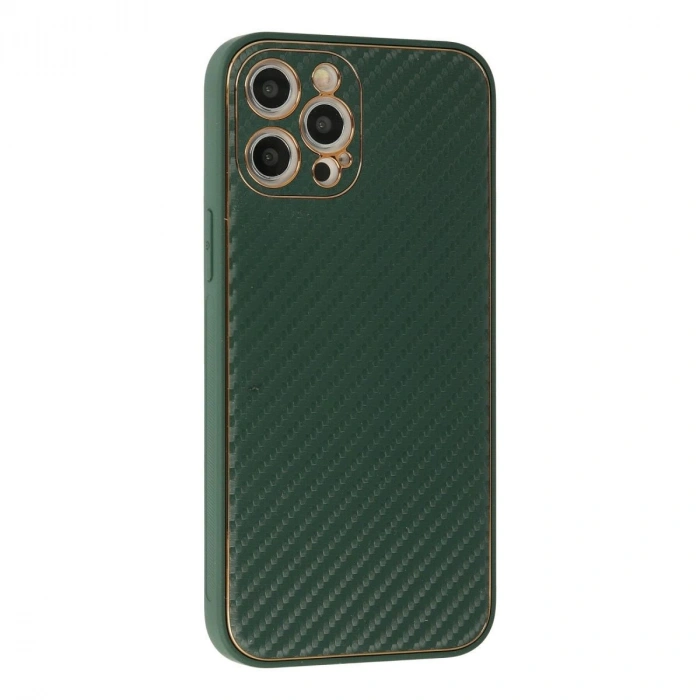 MARSİLYAN™- Apple İphone 12 Pro Kılıf Coco Karbon Silikon - Yeşil