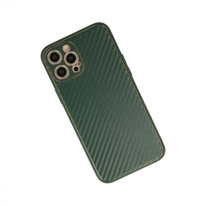 MARSİLYAN™- Apple İphone 12 Pro Kılıf Coco Karbon Silikon - Yeşil