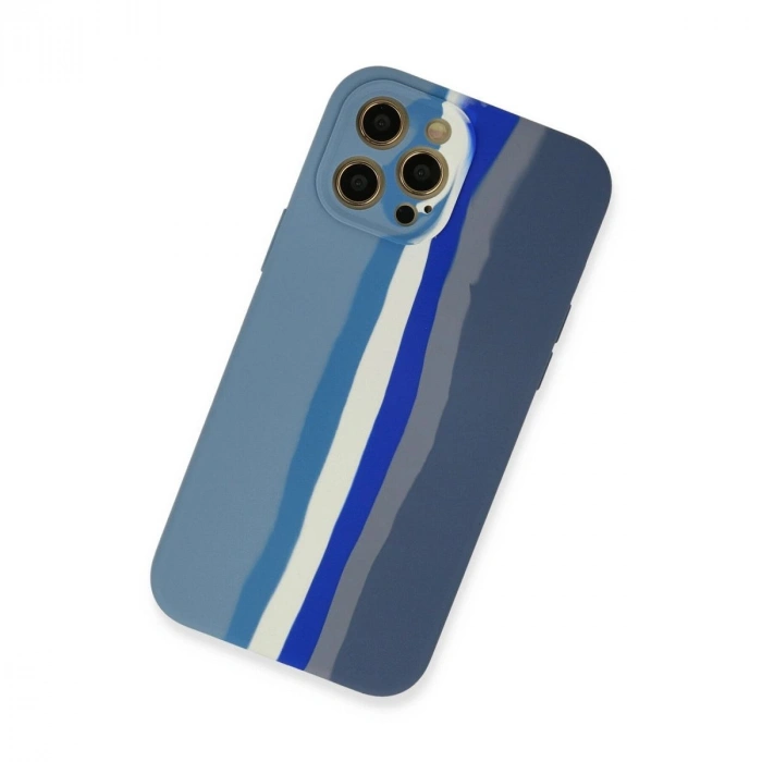 MARSİLYAN™- Apple İphone 12 Pro Kılıf Ebruli Lansman Silikon - Mavi-gri