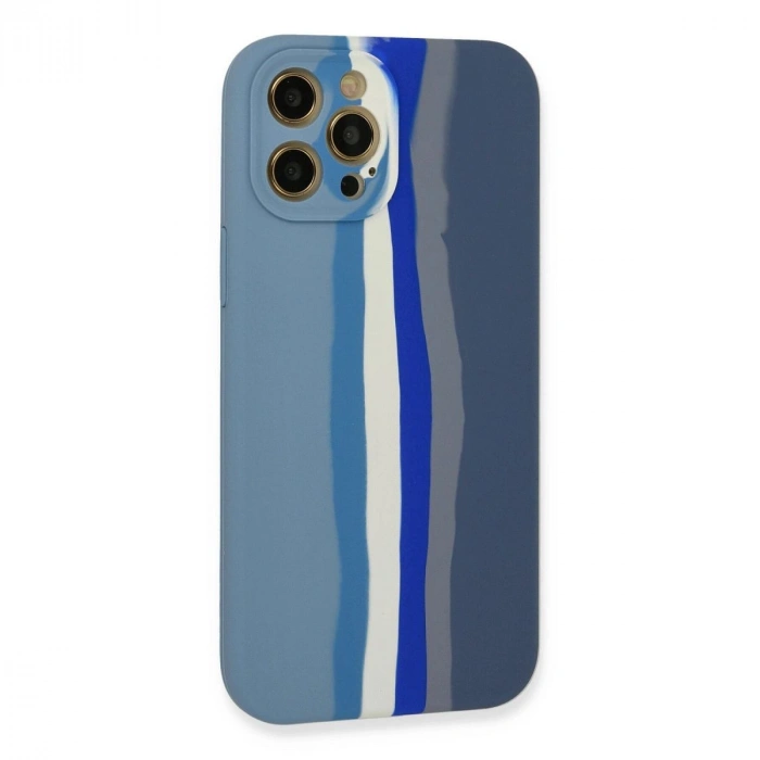 MARSİLYAN™- Apple İphone 12 Pro Kılıf Ebruli Lansman Silikon - Mavi-gri