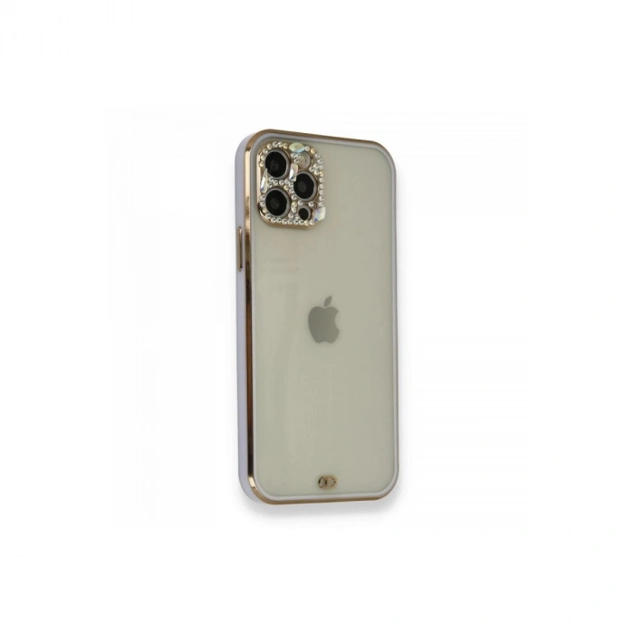 MARSİLYAN™- Apple İphone 12 Pro Kılıf Liva Taşlı Silikon - Mor
