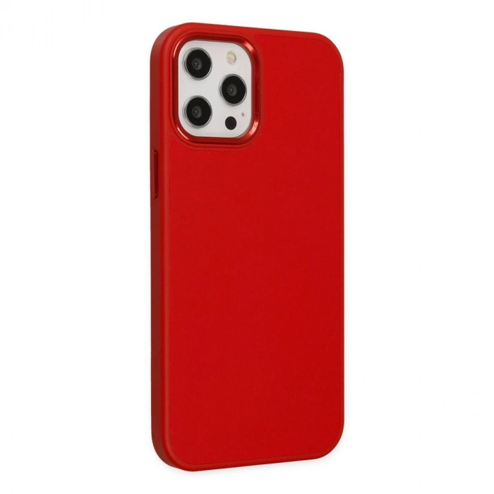 MARSİLYAN™- Apple İphone 12 Pro Max Kılıf Asya Deri Silikon - Kırmızı