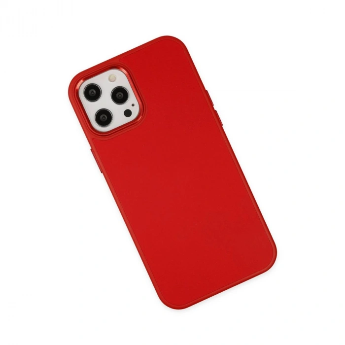 MARSİLYAN™- Apple İphone 12 Pro Max Kılıf Asya Deri Silikon - Kırmızı