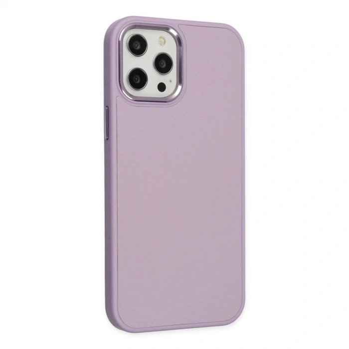 MARSİLYAN™- Apple İphone 12 Pro Max Kılıf Asya Deri Silikon - Lila