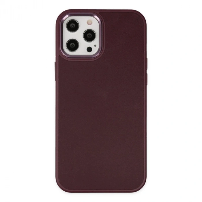 MARSİLYAN™- Apple İphone 12 Pro Max Kılıf Asya Deri Silikon - Mürdüm