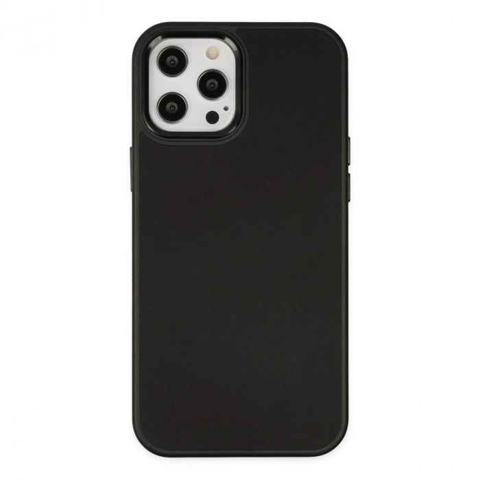 MARSİLYAN™- Apple İphone 12 Pro Max Kılıf Asya Deri Silikon - Siyah