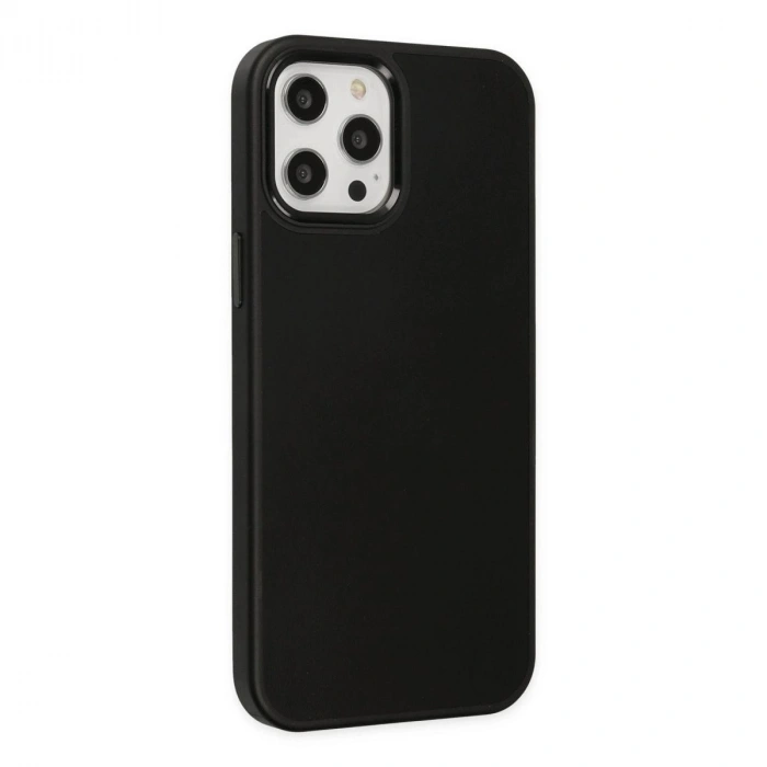 MARSİLYAN™- Apple İphone 12 Pro Max Kılıf Asya Deri Silikon - Siyah