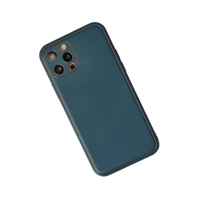 MARSİLYAN™- Apple İphone 12 Pro Max Kılıf Coco Deri Silikon Kapak - Mavi