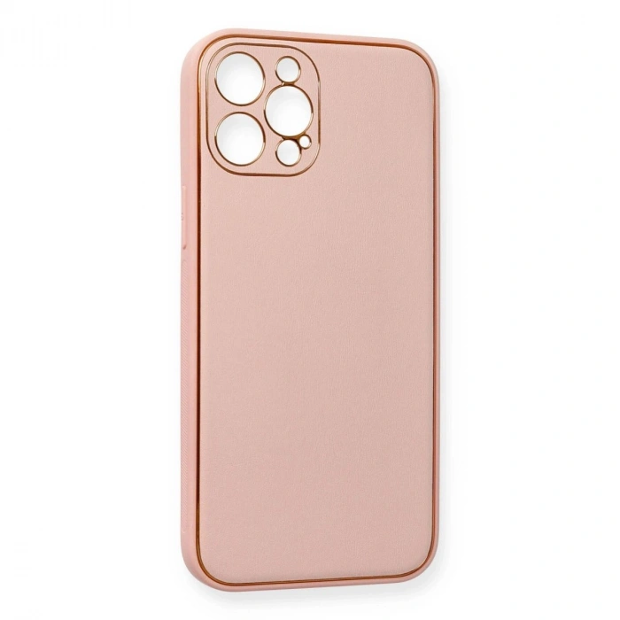 MARSİLYAN™- Apple İphone 12 Pro Max Kılıf Coco Deri Silikon Kapak - Pembe