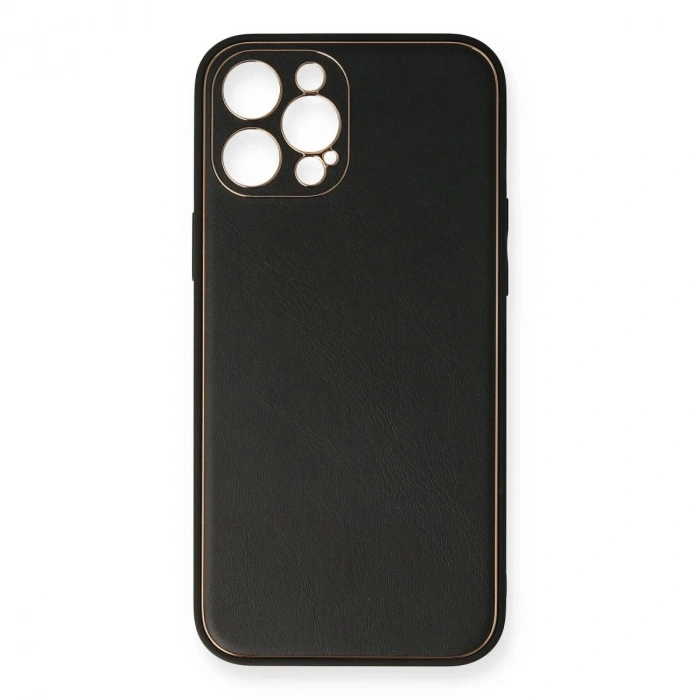 MARSİLYAN™- Apple İphone 12 Pro Max Kılıf Coco Deri Silikon Kapak - Siyah