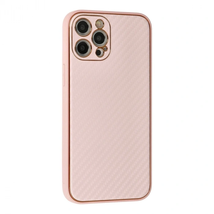 MARSİLYAN™- Apple İphone 12 Pro Max Kılıf Coco Karbon Silikon - Pembe