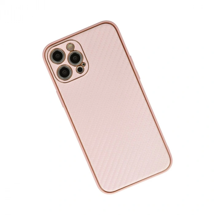MARSİLYAN™- Apple İphone 12 Pro Max Kılıf Coco Karbon Silikon - Pembe