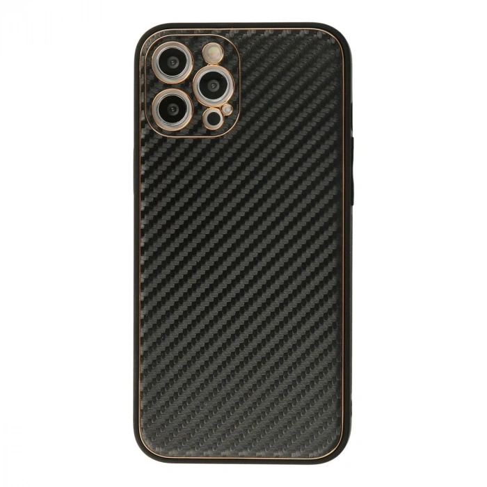 MARSİLYAN™- Apple İphone 12 Pro Max Kılıf Coco Karbon Silikon - Siyah
