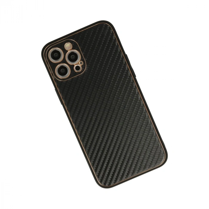 MARSİLYAN™- Apple İphone 12 Pro Max Kılıf Coco Karbon Silikon - Siyah