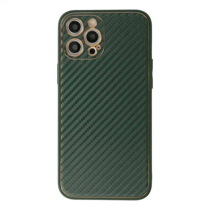 MARSİLYAN™- Apple İphone 12 Pro Max Kılıf Coco Karbon Silikon - Yeşil