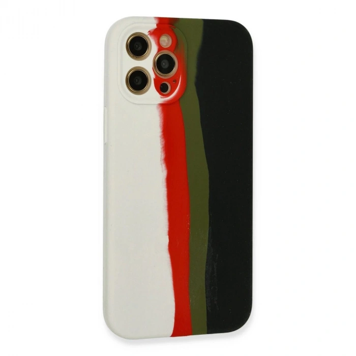 MARSİLYAN™- Apple İphone 12 Pro Max Kılıf Ebruli Lansman Silikon - Beyaz-siyah