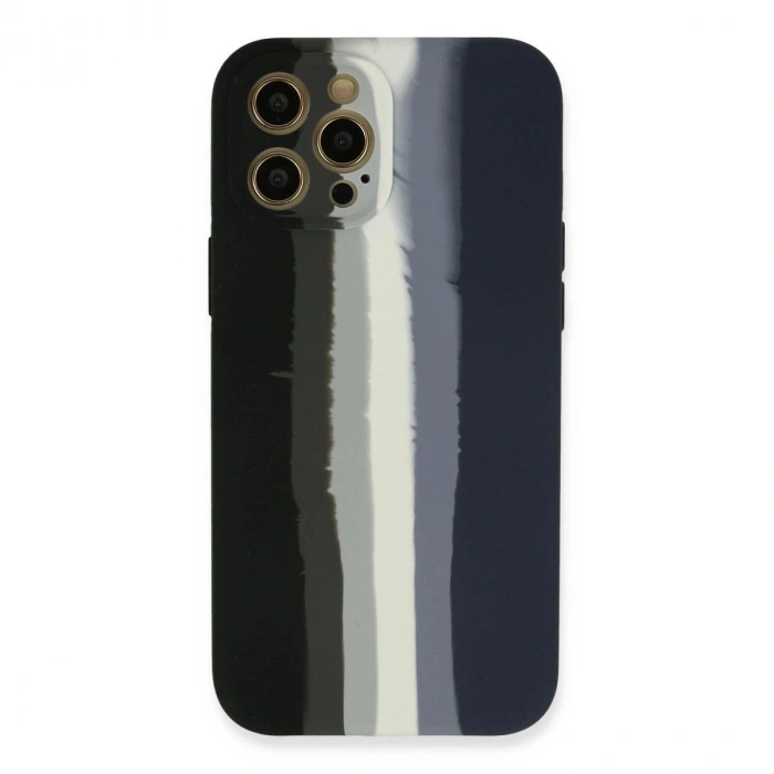 MARSİLYAN™- Apple İphone 12 Pro Max Kılıf Ebruli Lansman Silikon - Siyah-lacivert