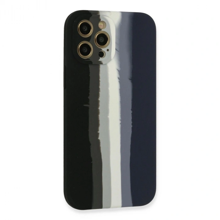 MARSİLYAN™- Apple İphone 12 Pro Max Kılıf Ebruli Lansman Silikon - Siyah-lacivert