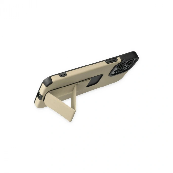 MARSİLYAN™- Apple İphone 12 Pro Max Kılıf Mega Standlı Silikon - Gold