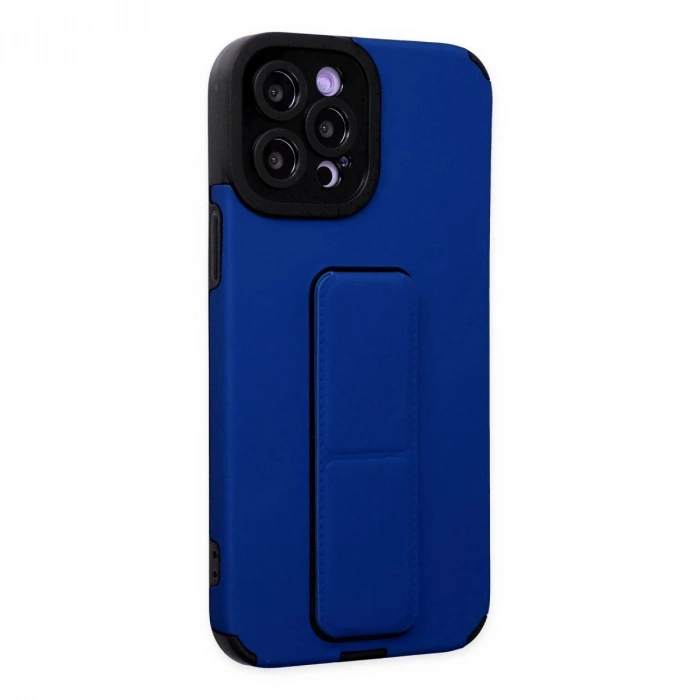 MARSİLYAN™- Apple İphone 12 Pro Max Kılıf Mega Standlı Silikon - Mavi