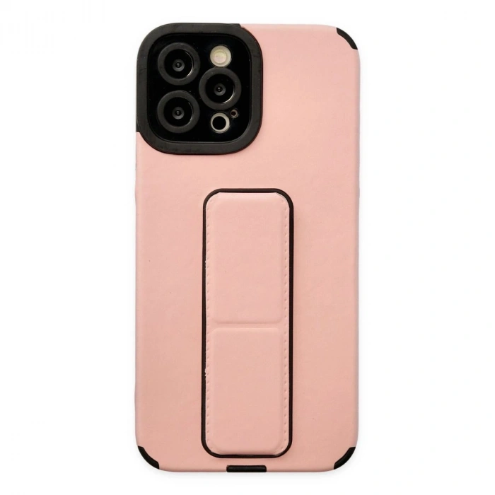 MARSİLYAN™- Apple İphone 12 Pro Max Kılıf Mega Standlı Silikon - Pudra