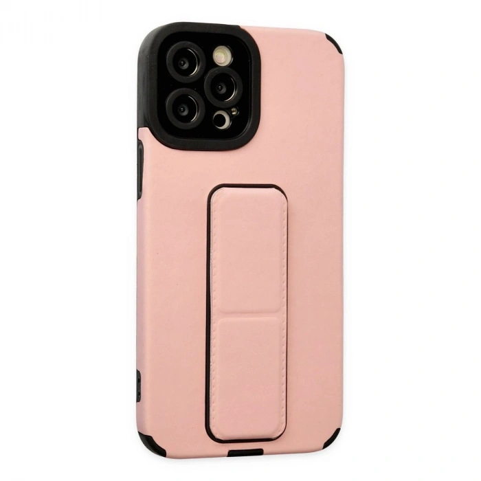 MARSİLYAN™- Apple İphone 12 Pro Max Kılıf Mega Standlı Silikon - Pudra