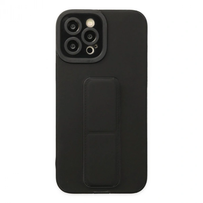 MARSİLYAN™- Apple İphone 12 Pro Max Kılıf Mega Standlı Silikon - Siyah
