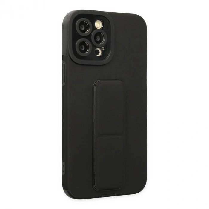 MARSİLYAN™- Apple İphone 12 Pro Max Kılıf Mega Standlı Silikon - Siyah