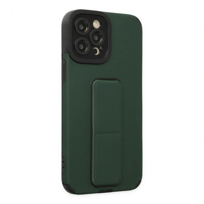 MARSİLYAN™- Apple İphone 12 Pro Max Kılıf Mega Standlı Silikon - Yeşil