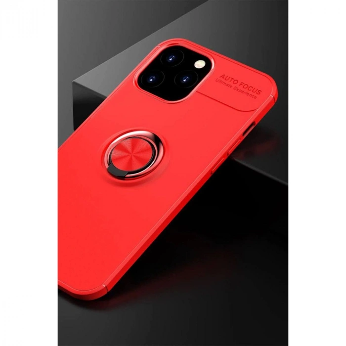 MARSİLYAN™- Apple İphone 12 Pro Max Kılıf Range Yüzüklü Silikon - Kırmızı